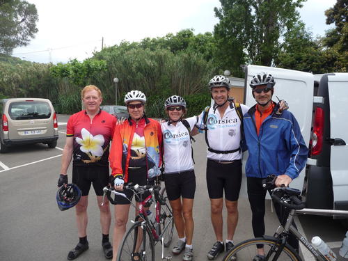 P1030527 The gang at the beginning of the tour: L to R Rusty, Chantal, Robin, John and Greg
