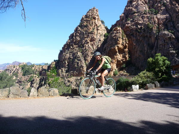 P1030625 Robin making her way past Les Calanches