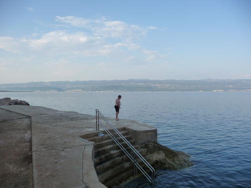 P1030986 Brian contemplating a dive in the Adriatic in Vrbnik.