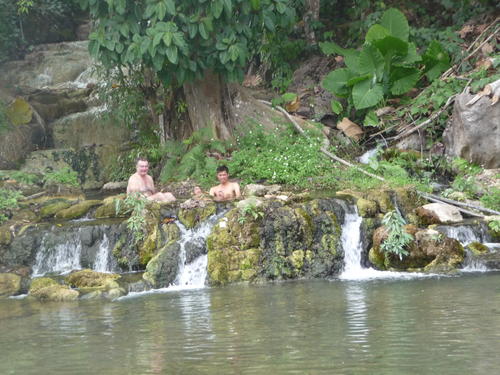 P1040992 Philip and Daolit soaking at the hot springs on the way to Kasi
