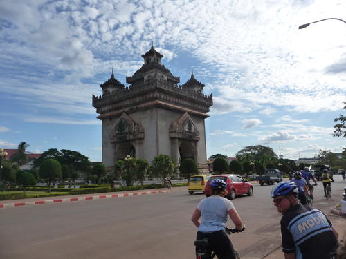 Welcome to Vientiane!  After 500 miles, everyone is glad to see this.
