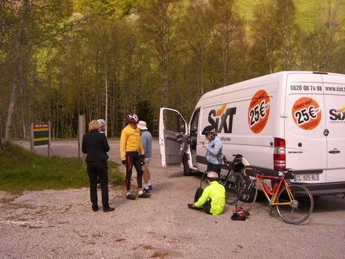 It was blustery enough that some of us took to hiding behind our jumbo van when we stopped.